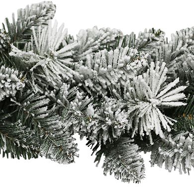 PULEO INTERNATIONAL 9' Flocked Spruce Garland with 160 Tips
