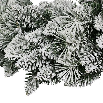 Puleo International 24" Flocked Spruce Wreath with 110 Tips