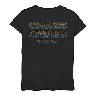 Girls 7-16 The Goonies It's Our Time Down Here Quote Tee