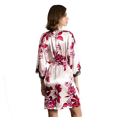 Women's Lilac+London Satin Wrap Robe
