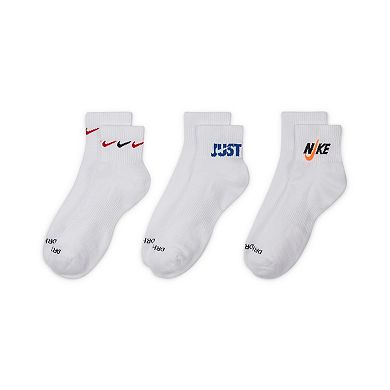 Men's Nike 3-pack Just Do It Everyday Plus Cushion Ankle Training Socks