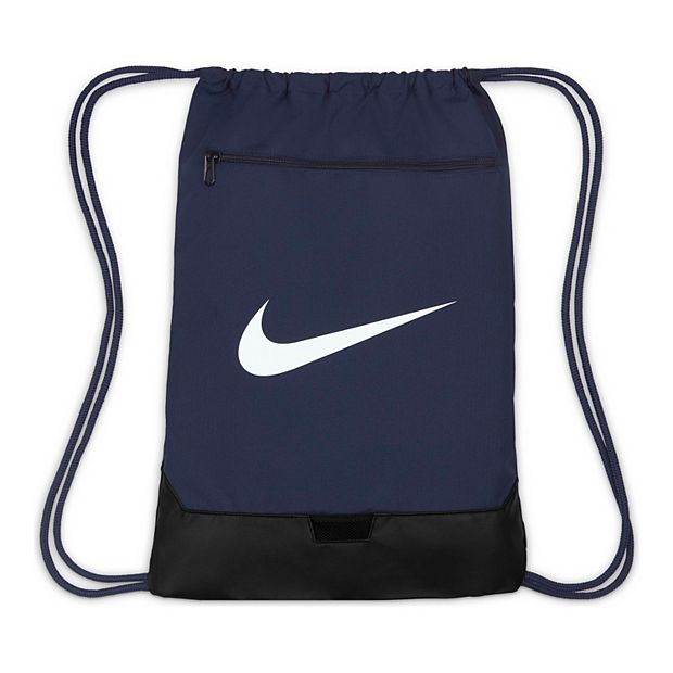 Nike Brasilia Training Gymsack, Drawstring Backpack with Zipper Pocket and  Reinforced Bottom, Black/Black/White