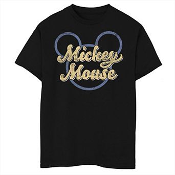 Disney's Mickey Mouse Boys 6-20 Script In Ears Outline Graphic Tee