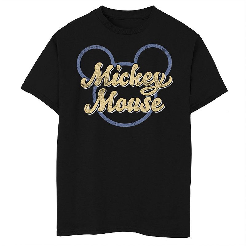 Boys 8-20 Disney Mickey Mouse Script In Ears Outline Graphic Tee, Boys, Si