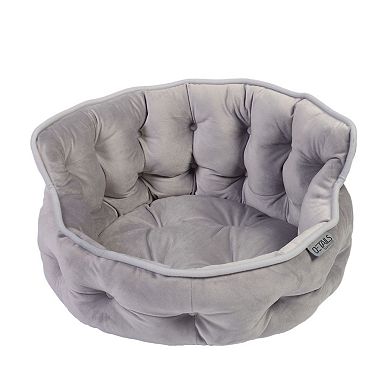 Precious Tails Plush Mini Tufted Velvet Round Pet Bed Rose
