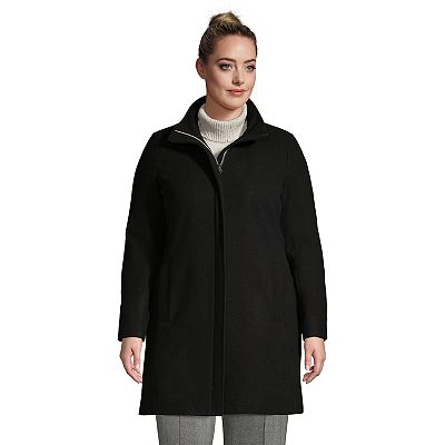 Petite Plus Size Lands End Insulated Long Wool Blend Dress Coat