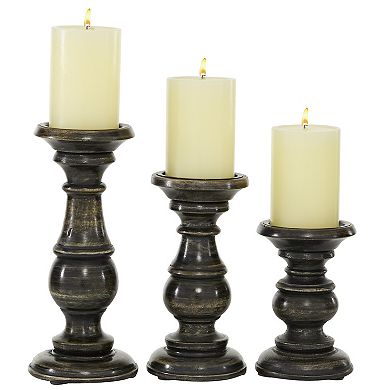 Stella & Eve Wood 3-piece Candle Holder Set
