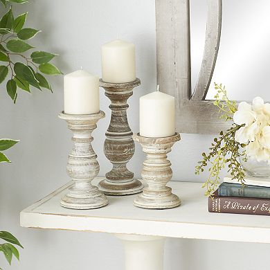 Stella & Eve Wood 3-piece Candle Holder Set