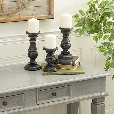 Stella & Eve Wood 3-piece Candle Holder Set