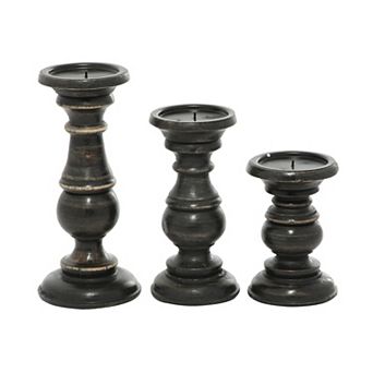 Stella & Eve Wood 3 pc Candle Holder Set