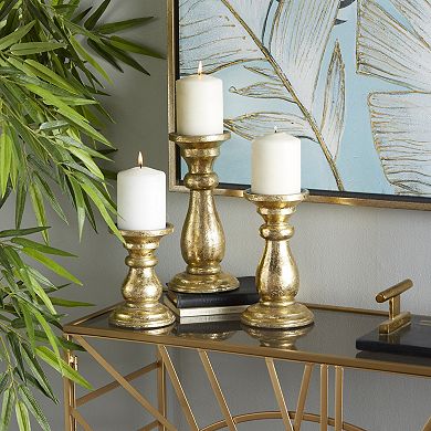 Stella & Eve Gold Wood Candle Holder