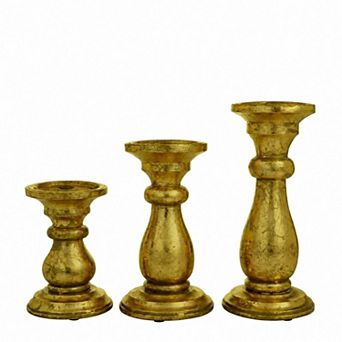 Stella & Eve Gold Wood Candle Holder