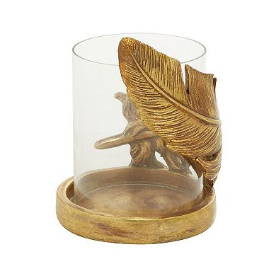 Stella & Eve Gold Finish Leaf Candle Holder Table Decor