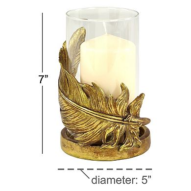 Stella & Eve Gold Finish Leaf Candle Holder Table Decor