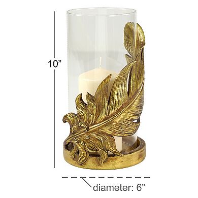 Stella & Eve Gold Finish Leaf Candle Holder Table Decor