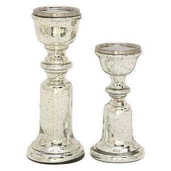 Stella & Eve Mercury Glass Finish Candle Holder Table Decor 2 pc Set