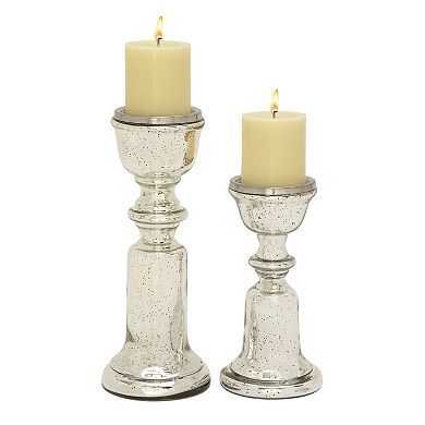 Stella & Eve Mercury Glass Finish Candle Holder Table Decor 2-piece Set