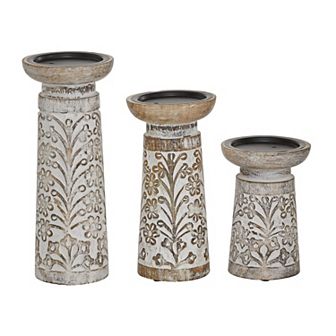 Stella & Eve Carved Candle Holder Table Decor 3 pc Set