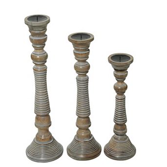 Stella & Eve Carved Candle Holder Floor Decor 3 pc Set