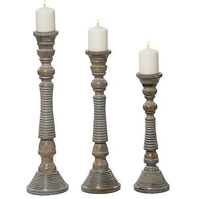 Stella & Eve Carved Candle Holder Floor Decor 3-piece Set
