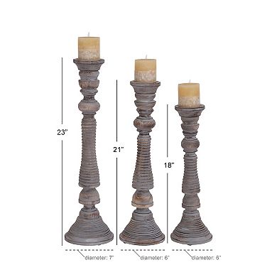 Stella & Eve Carved Candle Holder Floor Decor 3-piece Set