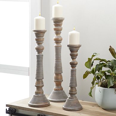 Stella & Eve Carved Candle Holder Floor Decor 3-piece Set