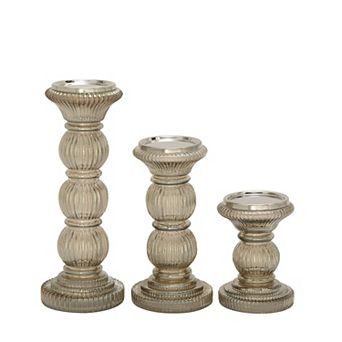 Stella & Eve Ribbed Detailed Candle Holder Table Decor 3 pc Set