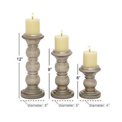 Stella & Eve Ribbed Detailed Candle Holder Table Decor 3-piece Set
