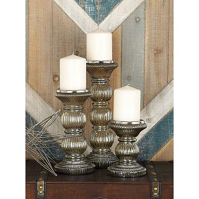 Stella & Eve Ribbed Detailed Candle Holder Table Decor 3-piece Set