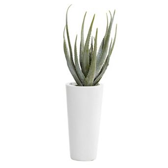 Stella & Eve Tall White Fiberglass Artificial Foliage Plant Floor Decor