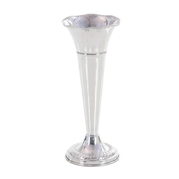 Stella & Eve Silver Finish Fluted Decorative Vase Floor Decor