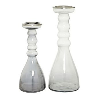 Stella & Eve Clear Candle Holder Floor Decor 2 pc Set
