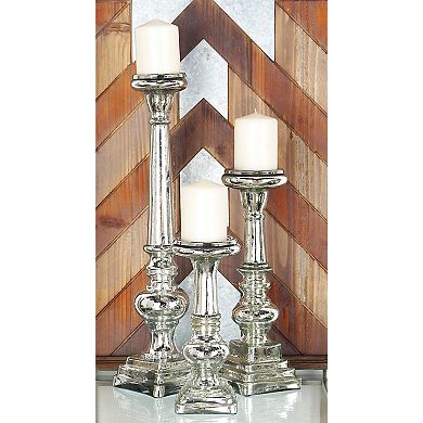 Stella & Eve Mercury Glass Finish Candle Holder Floor Decor 3-piece Set