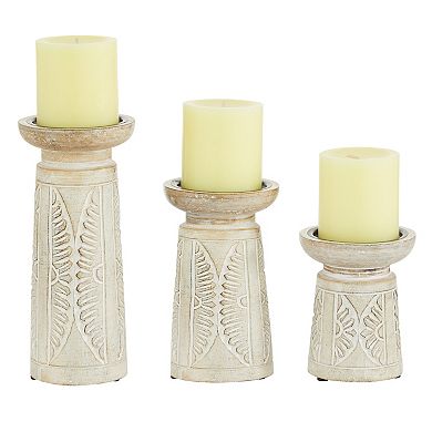 Stella & Eve Carved Flower Candle Holder Table Decor 3-piece Set