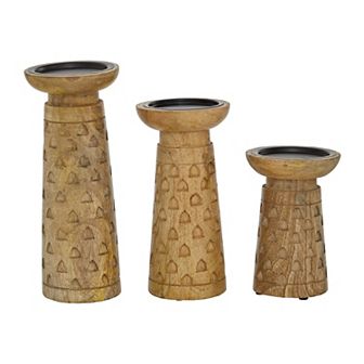 Stella & Eve Triangle Carved Candle Holder Table Decor 3 pc Set