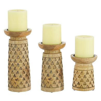 Stella & Eve Triangle Carved Candle Holder Table Decor 3-piece Set