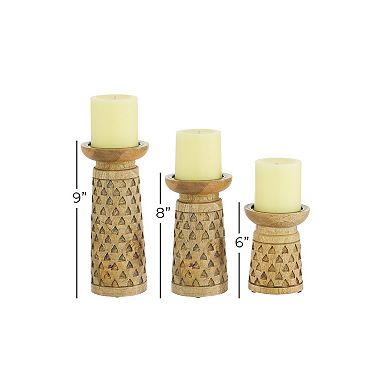 Stella & Eve Triangle Carved Candle Holder Table Decor 3-piece Set