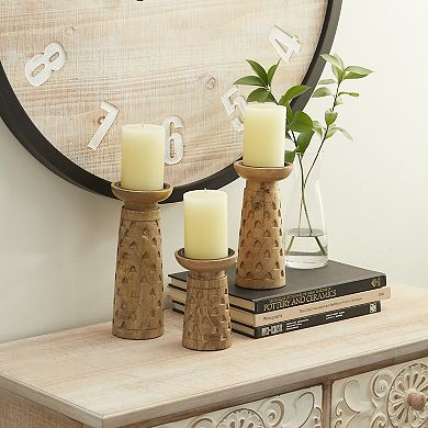 Stella & Eve Triangle Carved Candle Holder Table Decor 3-piece Set