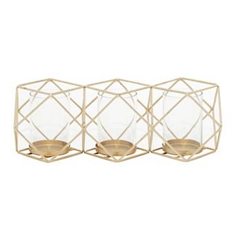 Stella & Eve Gold Finish Geometric Candle Holder Table Decor
