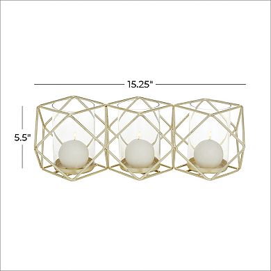 Stella & Eve Gold Finish Geometric Candle Holder Table Decor