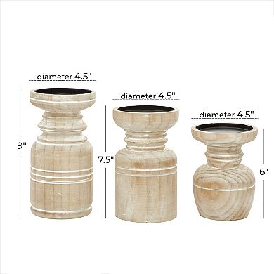 Stella & Eve Farmhouse Whitewash Candle Holder Table Decor 3-piece Set