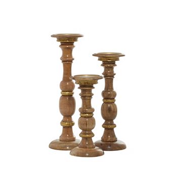 Stella & Eve Classic Carved Candle Holder Floor Decor 3 pc Set
