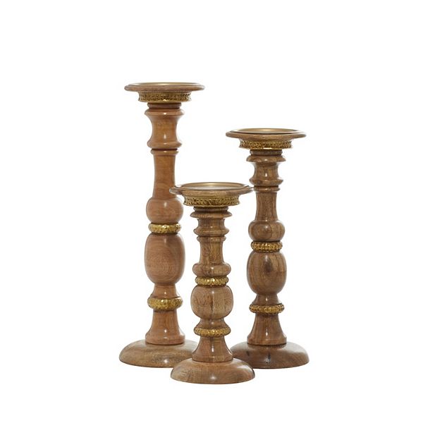 Stella & Eve Classic Carved Candle Holder Floor Decor 3-piece Set