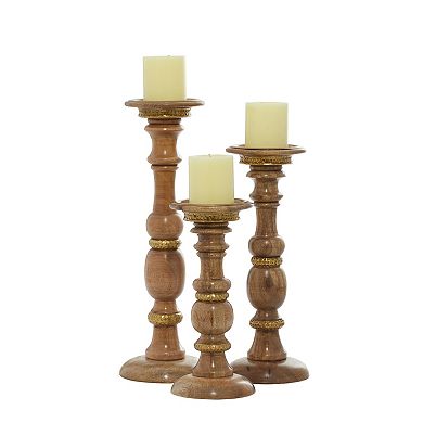 Stella & Eve Classic Carved Candle Holder Floor Decor 3-piece Set