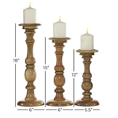 Stella & Eve Classic Carved Candle Holder Floor Decor 3-piece Set