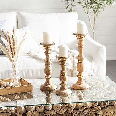 Stella & Eve Classic Carved Candle Holder Floor Decor 3-piece Set