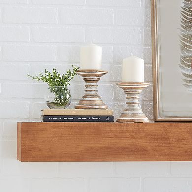 Stella & Eve Whitewash Candle Holder Table Decor 2-piece Set
