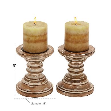 Stella & Eve Whitewash Candle Holder Table Decor 2-piece Set