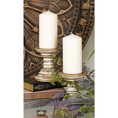 Stella & Eve Whitewash Candle Holder Table Decor 2-piece Set