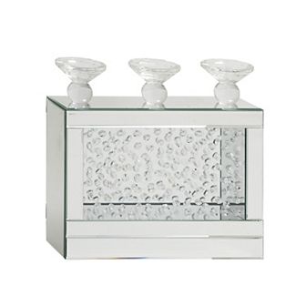 Stella & Eve Silver Wood & Beveled Glass Candle Holder